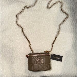 Bebe Beige Quilted Mini Bag with Chain Strap